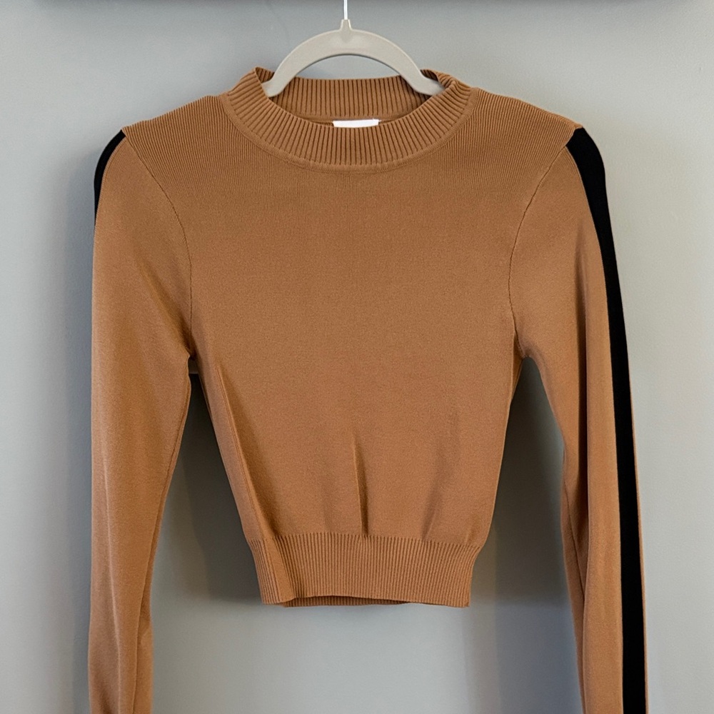 Le Lis Tan and Black Long Sleeve Top